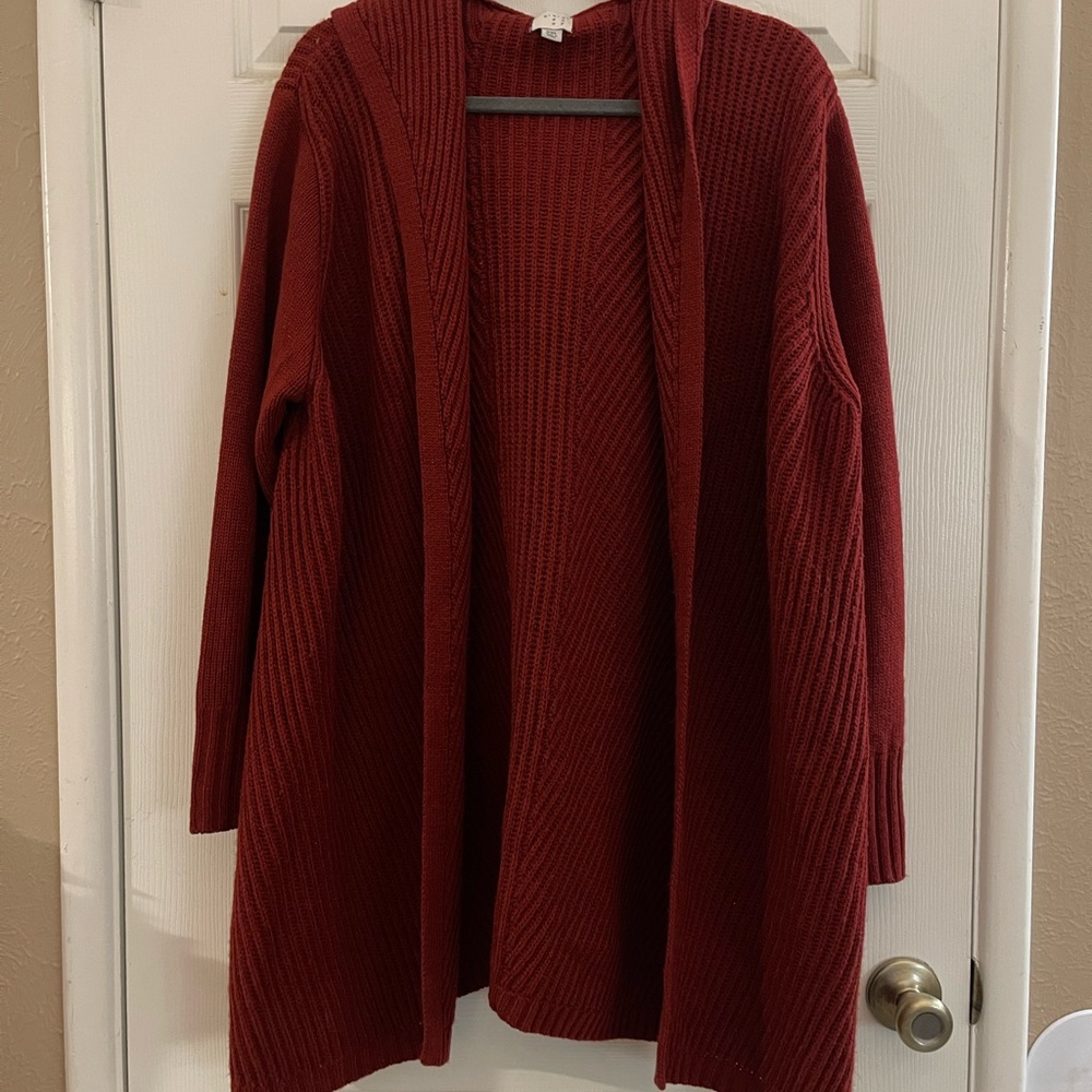 a new day Women's Burgundy Open-Front Cardigan